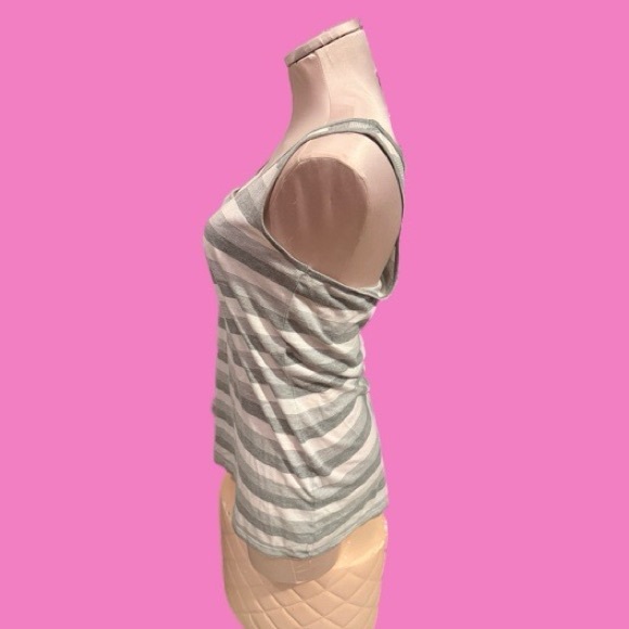 Preloved VTG Victoria's Secret Gray and Pink Striped Tank Top size L - Picture 3 of 6